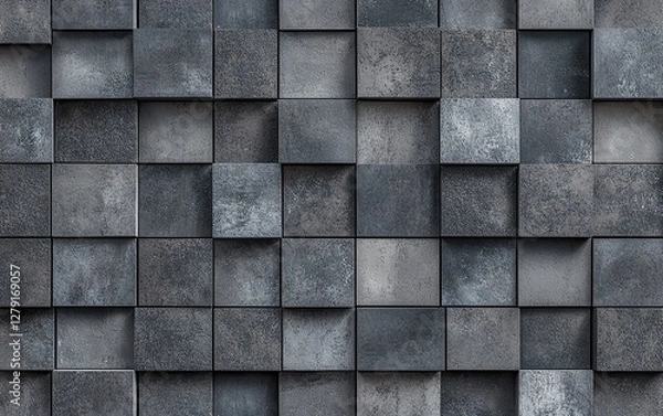Obraz A seamless pattern of dark gray squares, arranged in an orderly fashion to create the illusion