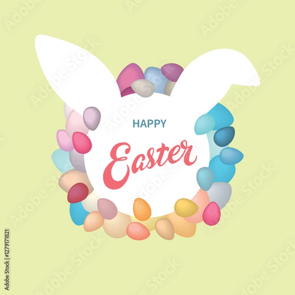 Fototapeta Easter Banner postcard. Egg frame with congratulations