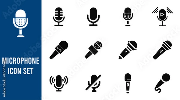 Obraz Microphone Icons set.  vector illustration