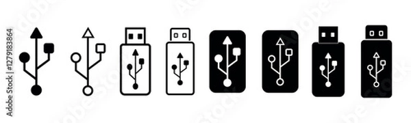 Fototapeta USB icon set, Usb flash drive symbol. Universal USB sign png and vector illustration on transparent background