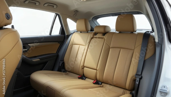Fototapeta Empty car seat with no fabric patterns, ideal for vehicle upholstery product marketing