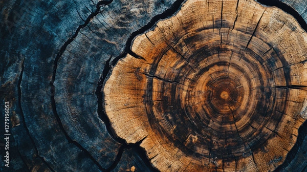 Fototapeta Close up of a cross section of a tree trunk