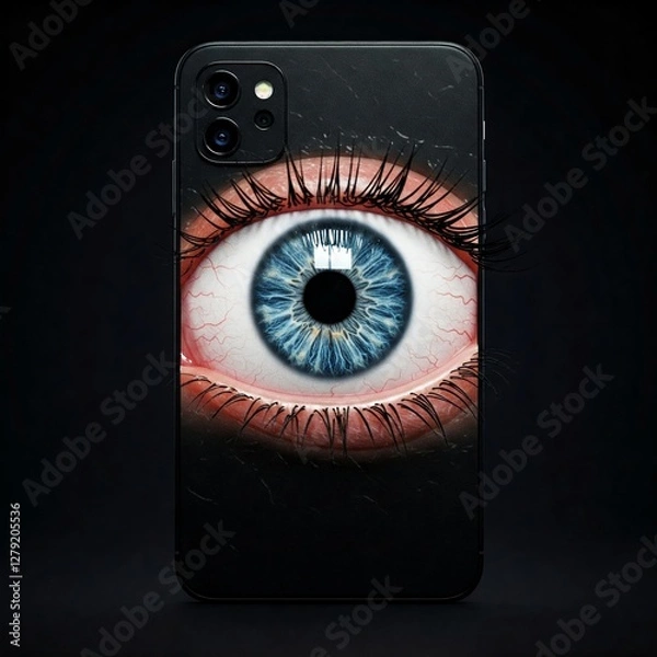 Fototapeta Phone Shaped Like a Giant Eye That Blinks