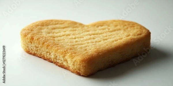 Fototapeta Heart-shaped cookie on a white surface, perfect for special occasions or sweet treats, evokes warmth and affection
