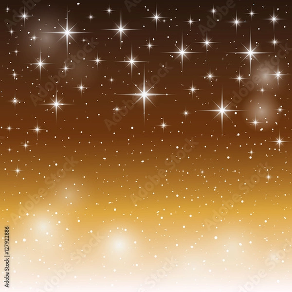 Obraz Gold vector background with snowflakes