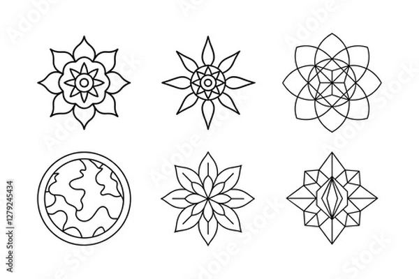 Fototapeta set of abstract floral elements