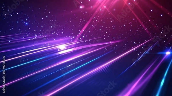 Fototapeta Futuristic Cyberpunk Cityscape with Neon Lights  Sci-Fi Digital Background in 4K