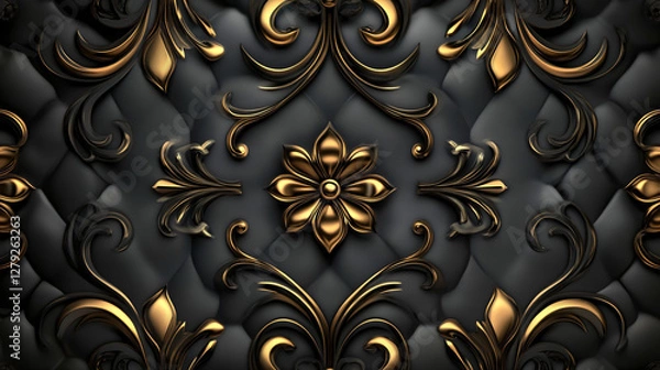 Fototapeta An elegant black and gold decorative design pattern looks sophisticated