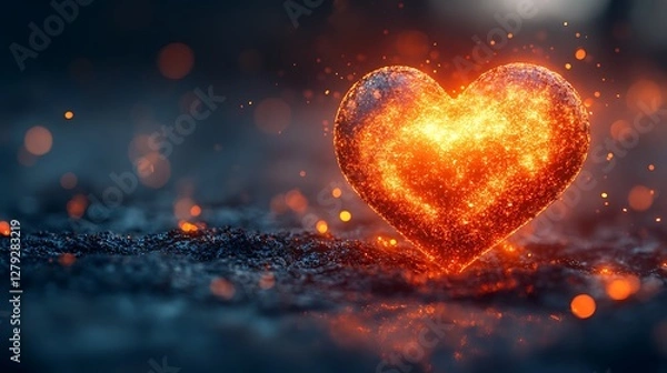 Fototapeta Romantic heart with shimmering light and abstract glow effects