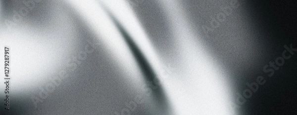 Fototapeta Grainy gradient background, monochrome abstract noise texture banner, grey black white backdrop design