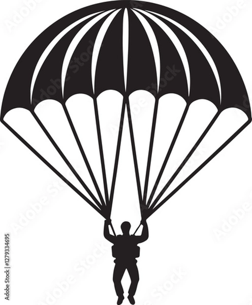Fototapeta silhouette of parachute and vector illustration of a parachute ride a man