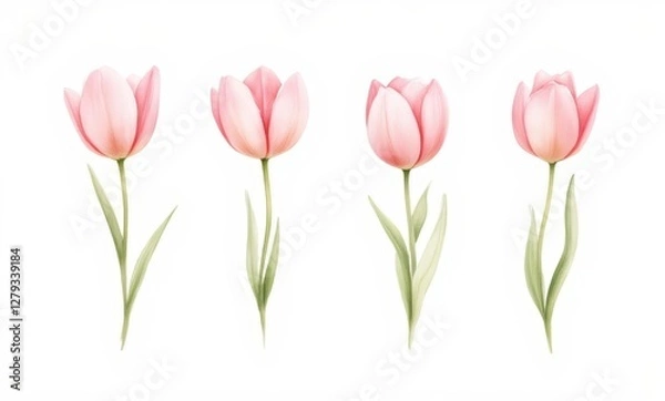 Fototapeta Delicate pink tulips in soft colors