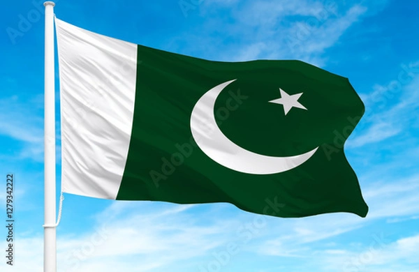 Obraz  Flagpole with the flag of Pakistan 3D Rendering