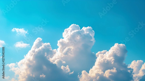 Fototapeta Cumulus clouds floating over a clear sky scenic nature viewpoint