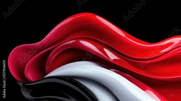 Fototapeta Abstract modern red waves background or backdrop with glow and bokeh