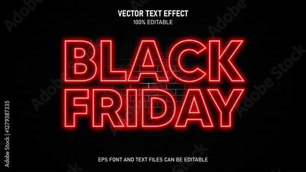 Fototapeta Black friday text style neon editable text effect