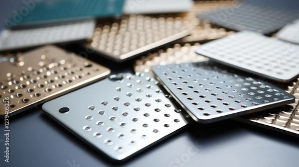 Fototapeta Elegant Metal Plates: A Collection of Perforated Textures