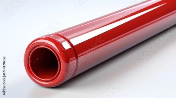 Fototapeta Red Cylindrical Object with Glossy Finish