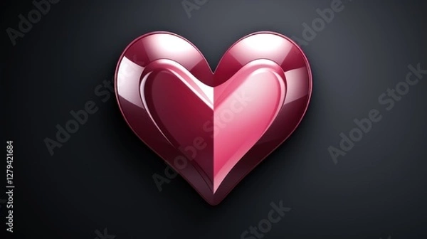 Fototapeta A Crimson Heart: A Digital Rendering of Love