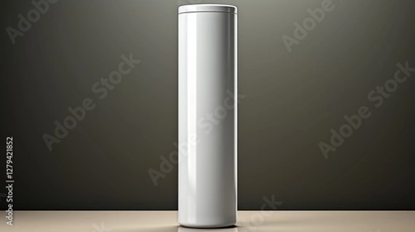 Fototapeta Elegant White Cylindrical Container Mockup on Neutral Background