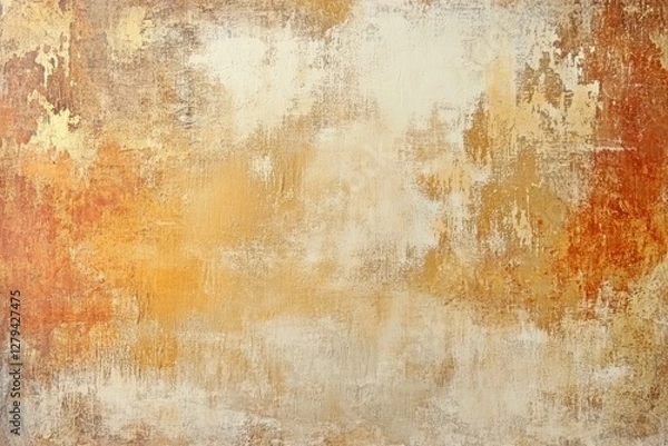 Fototapeta A textured grunge background featuring warm brown beige and gold tones Rough texture with visible brushstrokes and stains creates an aged weathered backdrop