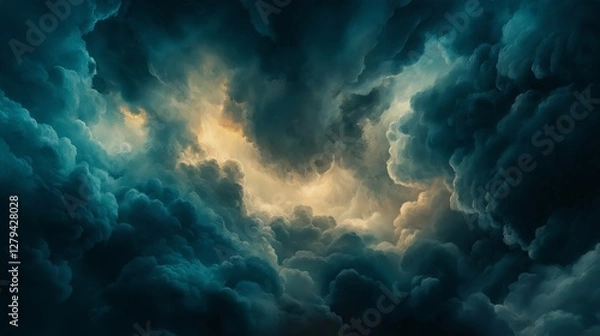 Obraz A stormy sky painted in intense, thick brushstrokes.