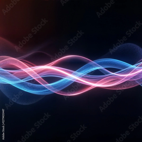 Fototapeta Abstract Futuristic Light Waves in Motion on Dark Background