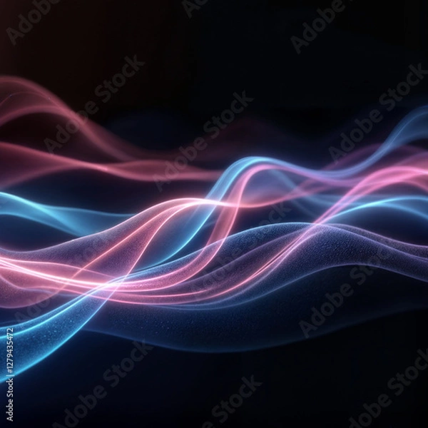 Fototapeta Abstract Futuristic Light Waves in Motion on Dark Background