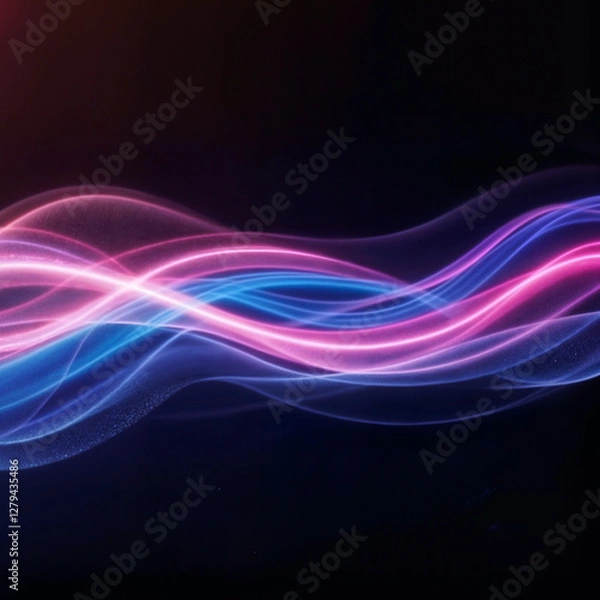 Fototapeta Abstract Futuristic Light Waves in Motion on Dark Background