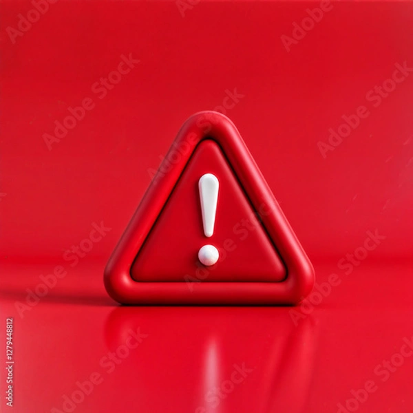 Fototapeta Red Warning Sign with Exclamation Mark