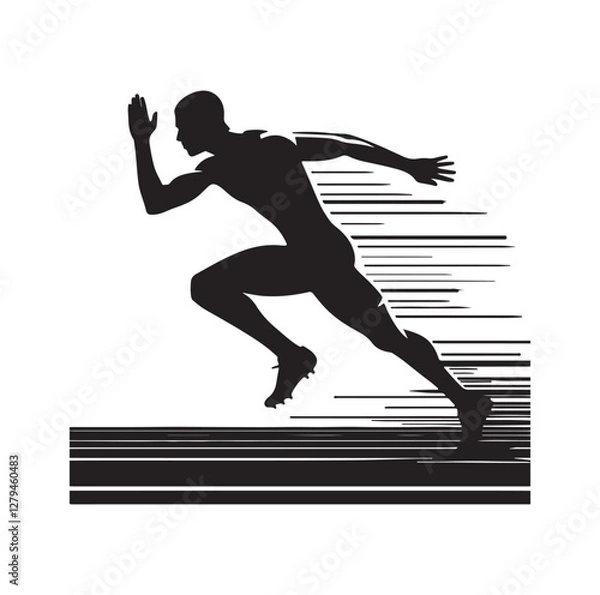Fototapeta Track and field athlete in action silhouette vector illustration