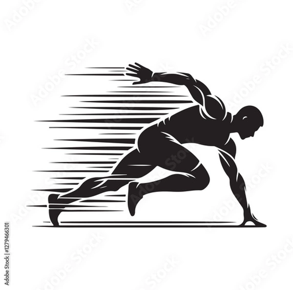Obraz Track and field athlete in action silhouette vector illustration
