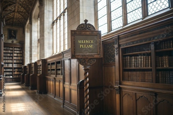Obraz Historic "SILENCE PLEASE" Library Notice