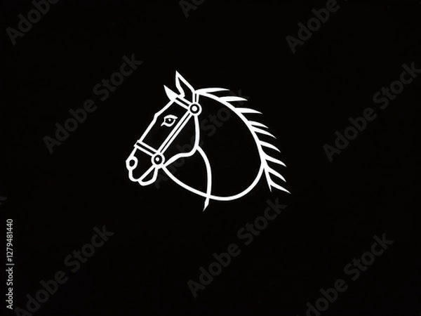 Fototapeta Artistic depiction of a horse head in a minimalist style on a black background