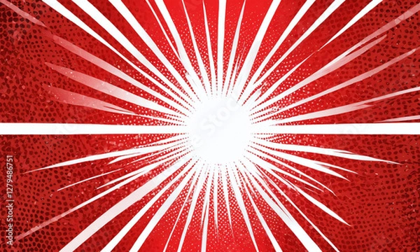 Fototapeta Bright red burst pattern creates dynamic energy in graphic design context