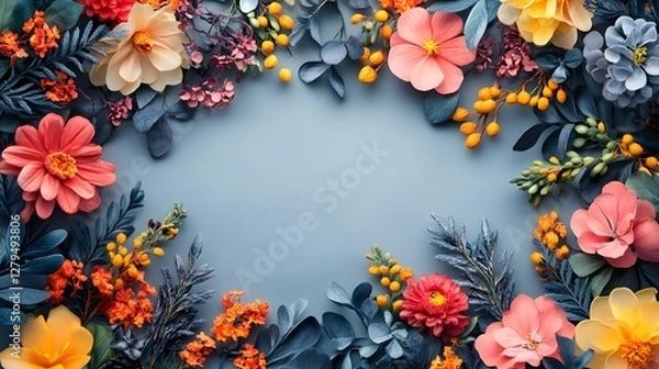 Obraz frame with flowers