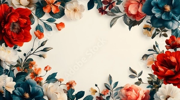 Obraz frame with flowers