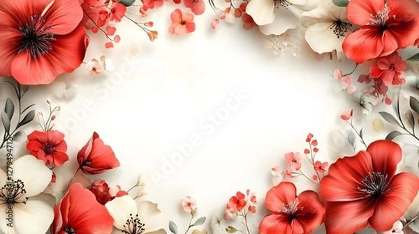 Obraz red flowers frame