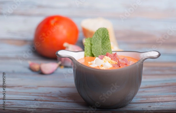 Obraz Andalusian cold tomato soup called Salmorejo