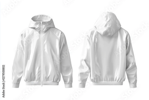 Fototapeta White raincoat mockup displaying both front and back views