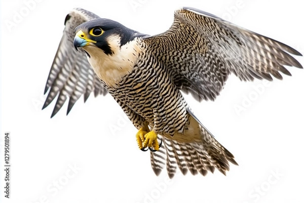 Obraz Peregrine falcon captured in flight, isolated on white