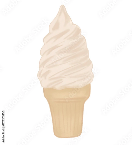 Obraz Vanilla ice cream cone digital watercolor artwork