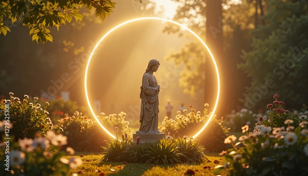 Obraz Sacred Statue Surrounded by Mystical Light Ring