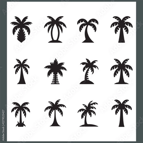 Obraz Modern Logotype Featuring Elegant Palm and Coconut Tree Silhouettes