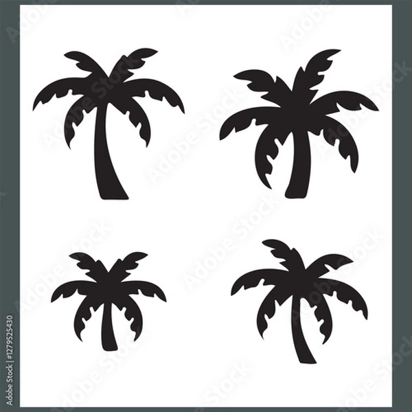 Obraz Modern Logotype Featuring Elegant Palm and Coconut Tree Silhouettes
