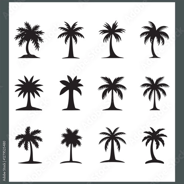 Obraz Modern Logotype Featuring Elegant Palm and Coconut Tree Silhouettes