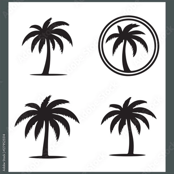 Obraz Modern Logotype Featuring Elegant Palm and Coconut Tree Silhouettes