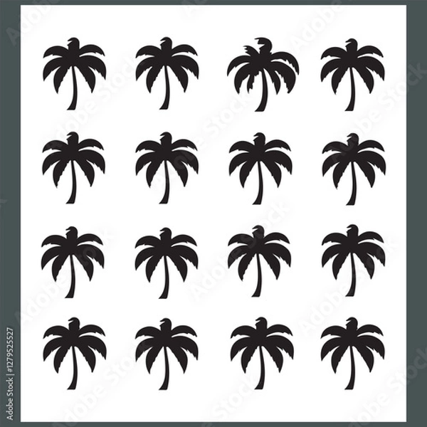 Obraz Modern Logotype Featuring Elegant Palm and Coconut Tree Silhouettes
