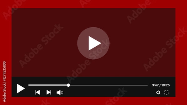 Fototapeta Flat video player template for web and mobile apps.