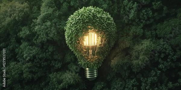 Obraz Eco-Friendly Lightbulb Concept Art: A Fusion of Renewable Energy and Nature-Inspired Design for a Sustainable Future